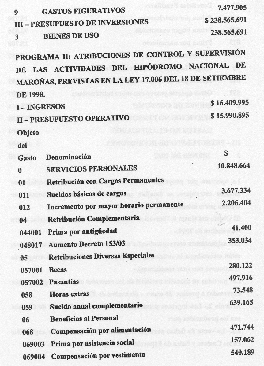 Presupuesto Inversión Casino